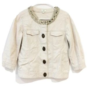 J.Jill Linen Cropped Embellished Jacket